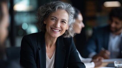 Businesswoman discussing with colleagues faceless professionals modern office environment teamwork fostering collaboration corporate meeting professional interaction