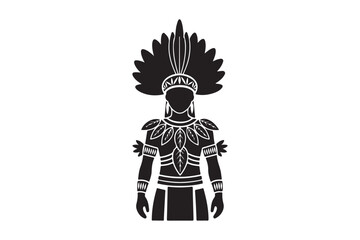 Silhouette of a person in traditional indigenous headdress and attire
