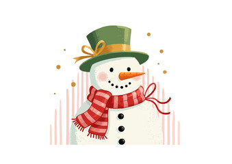 Charming snowman decoration design in gold color on dark green background for Christmas theme
