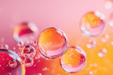 Fototapeta premium Colorful bubbles in liquid close-up