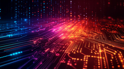 Fototapeta premium Clean abstract technology background with soft geometric shapes and glowing elements, offering modern futuristic atmosphere and ample copy space for text or design placement.