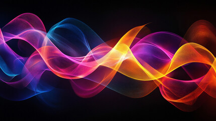 Abstract waves of neon light flowing smoothly across the frame, creating a vibrant, futuristic, and dynamic visual with luminous color movement.