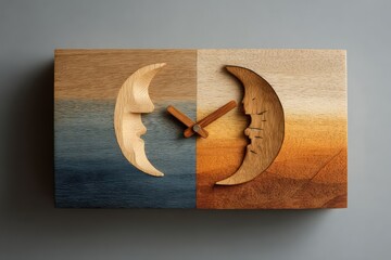 Split Clock Showing Day and Night Time Difference