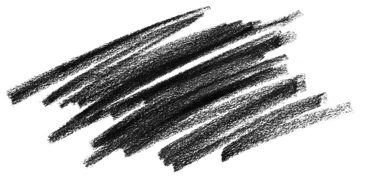 Black rough crayon pastel scribble scrawl doodle texture isolated PNG cutout, transparent background