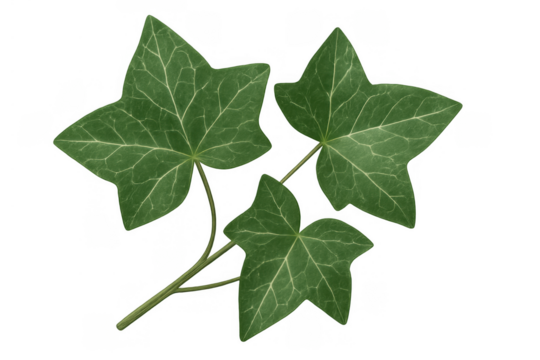 Ivy leaves on a transparent background, green foliage elements for nature, garden, and botanical designs