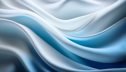 wavy white fabric abstract elegant cloth flowing texture with light blue gradient