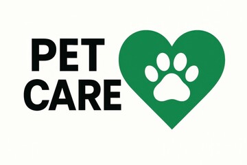 Pet care logo with a green heart and paw print icon. Veterinary and animal welfare symbol on a white background. International animal rights day concept