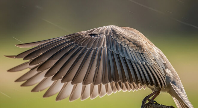 close-up of bird wings in motion, blurred background for dynamic movement