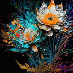 Vibrant Abstract Floral Art with Swirling Colors