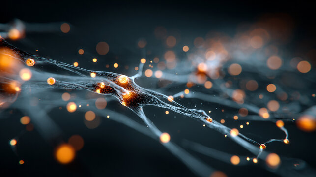 AI brain made of luminous circuitry emitting floating glowing neurons, creating a futuristic visualization of intelligence, connectivity, and advanced neural technology.