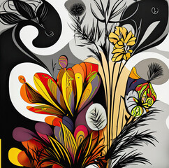 Vibrant Abstract Floral Illustration