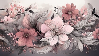 delicate floral rhapsody in shades of pink and grey