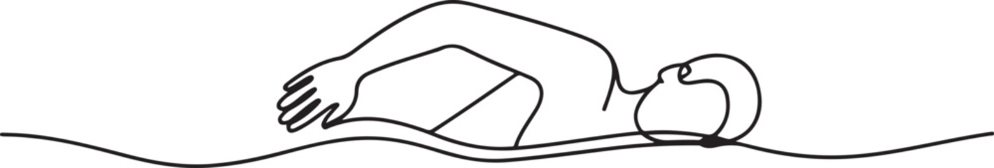 One Line Drawing of a Man Swimming Freestyle. one line Icon drawing with white background