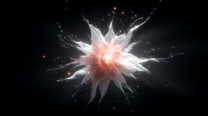 Glowing single particle suspended in dark space emitting radiant light and subtle energy representing isolation, focus, cosmic minimalism, and abstract futuristic digital visualization