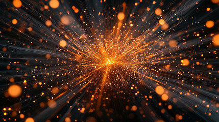 Glowing single particle suspended in dark space emitting radiant light and subtle energy representing isolation, focus, cosmic minimalism, and abstract futuristic digital visualization