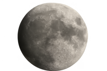 Full moon representing lunar phases, space exploration, and celestial astronomy on a transparent background