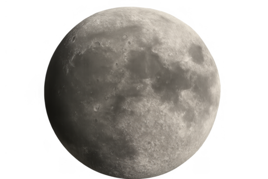 Full moon representing lunar phases, space exploration, and celestial astronomy on a transparent background