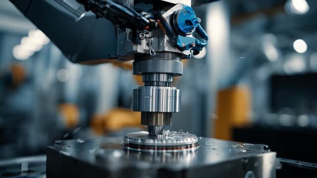 Medium shot of precision robotics delicately replacing an anode with advanced maneuvering in an industrial setting.