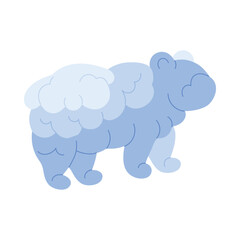 Funny blue bear made of clouds on a white isolated background for playful designs vector illustration