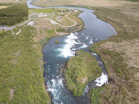 Beautiful view of waterfall Faxi in river Tungufljot in Iceland