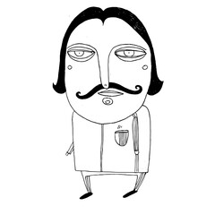 Whimsical character with an intriguing expression in a minimalist art style