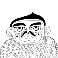 Colorful art piece showcasing a unique character with big eyes and a playful expression standing out in a creative design