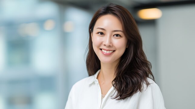 Confident young professional smiling brightly in modern office setting for your brand