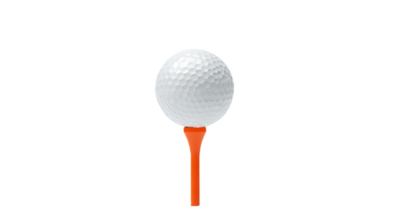 Golf Ball on Orange Tee isolated on white transparent background, PNG 