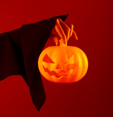 halloween pumpkin on dark background. Halloween photo. Light. Celebration. Horror