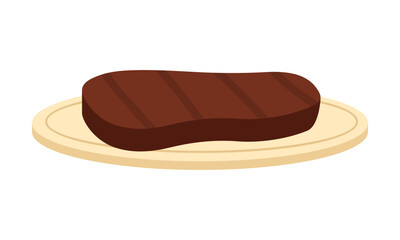 Grilled Argentina steak served on wooden plate, isolated on white background, perfect for food concepts vector illustration