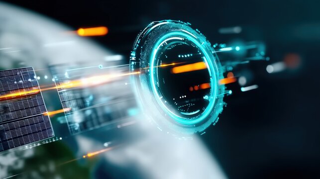 Exploring futuristic technology innovations earth digital art cosmic environment close-up viewpoint visionary concepts for global awareness