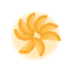 Traditional Argentine empanadas arranged on a plate, isolated on white background, perfect for food concepts vector illustration