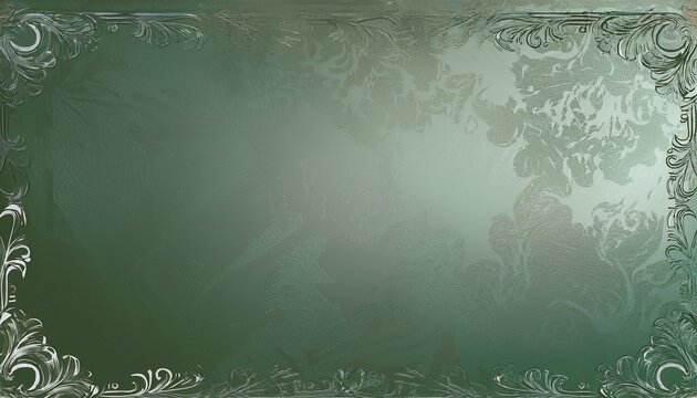 decorative vintage sage green gradient background with distressed texture and silvery wallpaper pattern