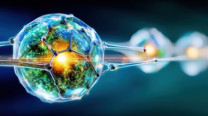 Quantum particles interacting cosmic environment digital art space concept futuristic viewpoint exploring the universe