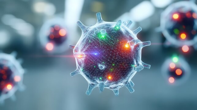 Exploring viral dynamics cellular interaction laboratory scientific visualization microscopic perspective modern research concepts