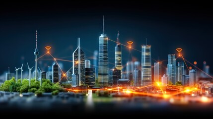 Smart city connectivity urban technology landscape digital environment future vision aerial view innovation hub