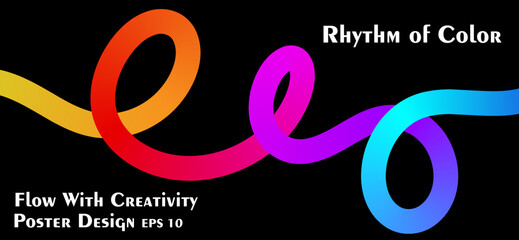 Rainbow abstract swirls on a dark background, vibrant and flowing