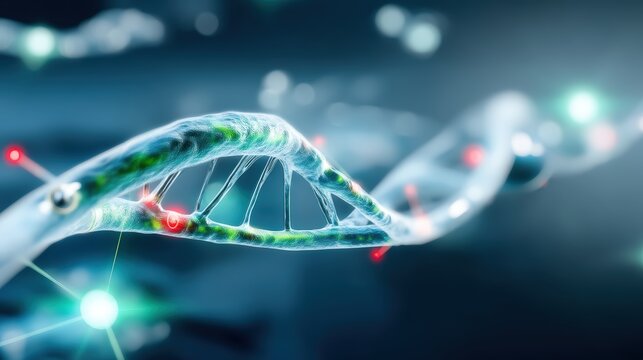 Exploring dna structure and function in a high-tech laboratory scientific visualization digital environment intricate detail genetic research