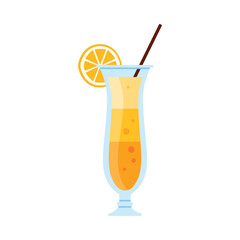 Refreshing Brazilian cocktail with orange slice and straw in a tall glass isolated vector illustration