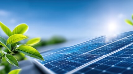 Fototapeta premium Harnessing solar energy innovative solar panels amidst lush greenery eco-friendly technology bright daylight nature's harmony