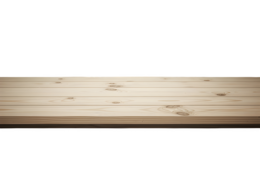 Empty Light Pine Wood Table Top or Wooden Shelf Surface — isolated on transparent background png

