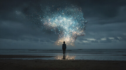 Conceptual visualization of mind, psychology, and emotions with abstract neural patterns, glowing connections, and flowing energy representing thought processes, mental states, and emotional complexit