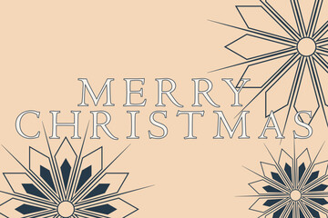 Minimalist Christmas Card with Geometric Snowflakes and Champagne Background