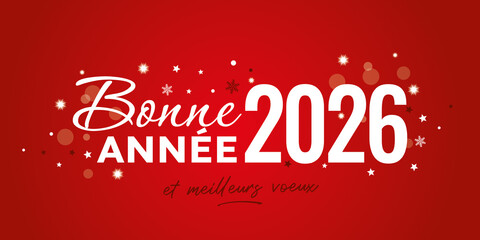 Carte de voeux bonne ann&eacute;e 2026 rouge