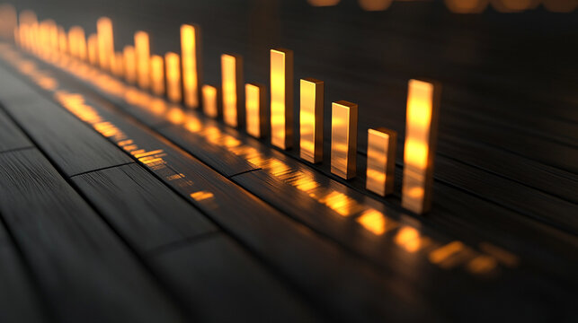 A clean bar graph rising steadily to represent strong revenue growth, with glowing bars and a modern analytical atmosphere conveying progress, performance, and financial success.