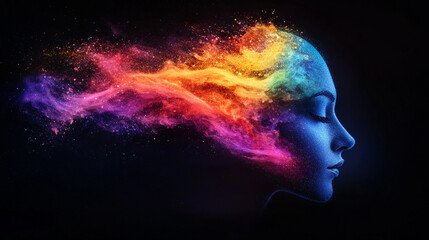 Conceptual visualization of mind, psychology, and emotions with abstract neural patterns, glowing connections, and flowing energy representing thought processes, mental states, and emotional complexit