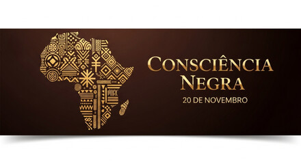 Consciencia negra black awareness banner isolated on white background