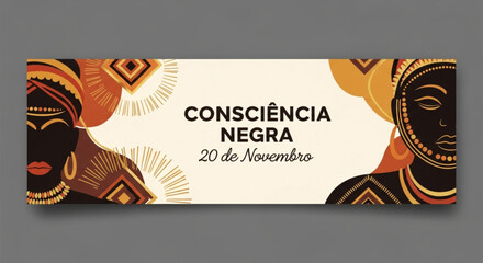 Banner for black awareness day in brazil with traditional african art