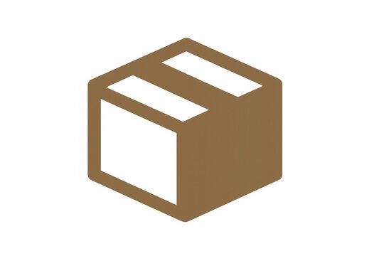 Brown cardboard box isometric icon representing shipping, delivery, packaging, and commercial logistic services