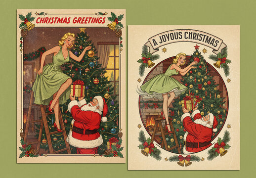 Classic Christmas Pin-Up Poster Layouts